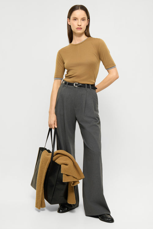Lyocell-Wool short sleeve top bronze