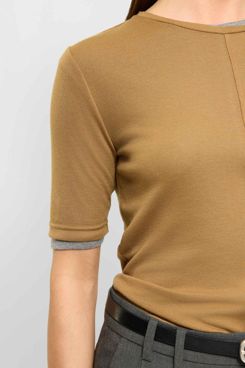Lyocell-Wool short sleeve top bronze