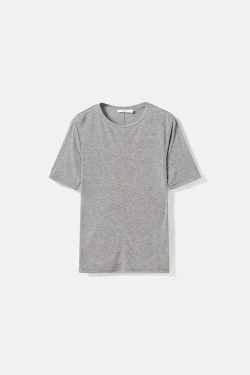 Lyocell-Wool short sleeve top mid grey melange