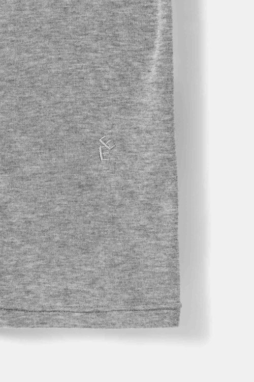Lyocell-Wool short sleeve top mid grey melange