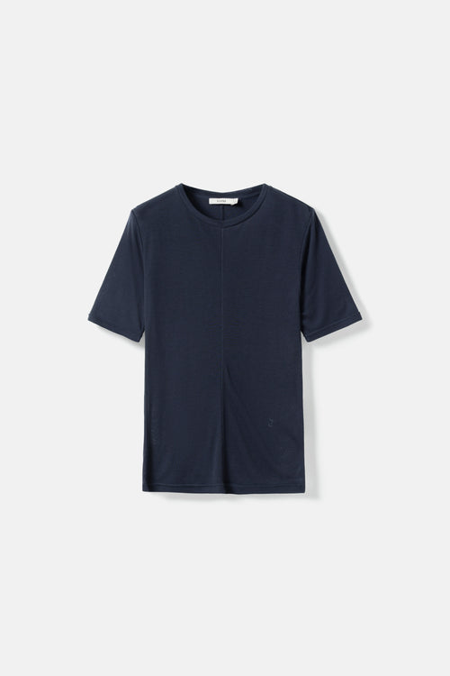 Lyocell-Wool short sleeve top indigo noir