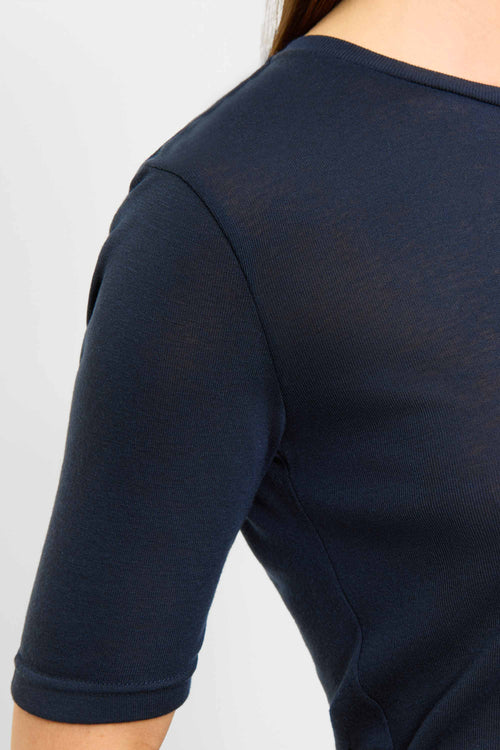 Lyocell-Wool short sleeve top indigo noir