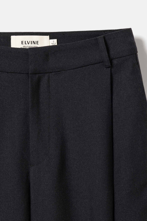 Cropped wide-pleat pants black melange