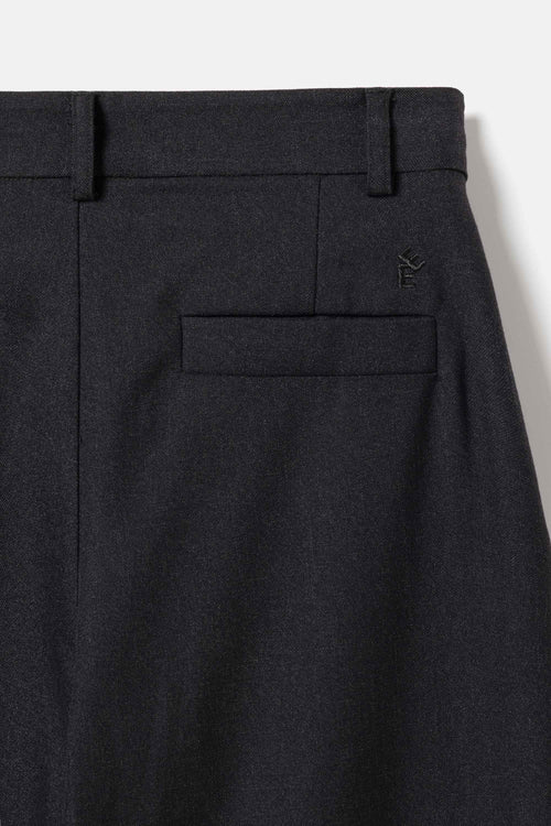 Cropped wide-pleat pants black melange