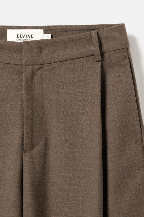 Cropped wide-pleat pants brown melange