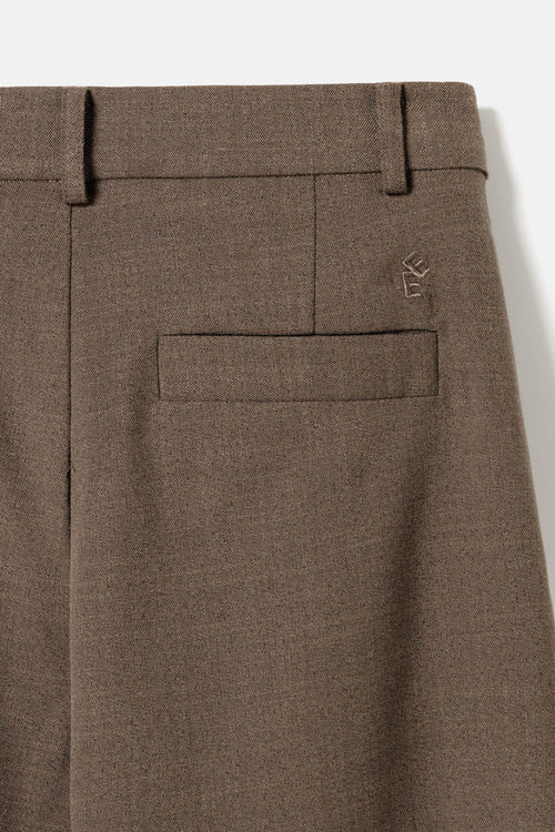 Cropped wide-pleat pants brown melange