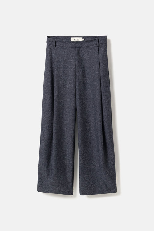 Cropped wide-pleat pants navy melange