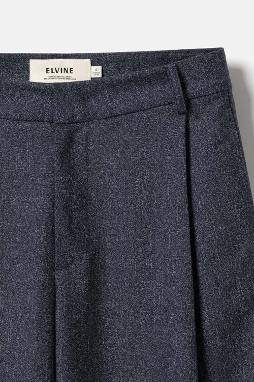 Cropped wide-pleat pants navy melange