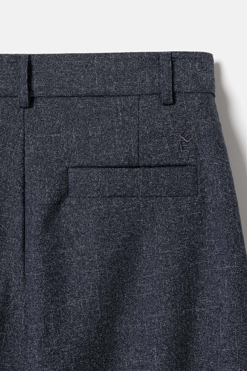 Cropped wide-pleat pants navy melange