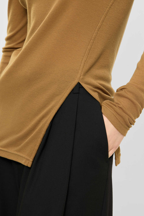 Lyocell-Wool turtleneck top bronze