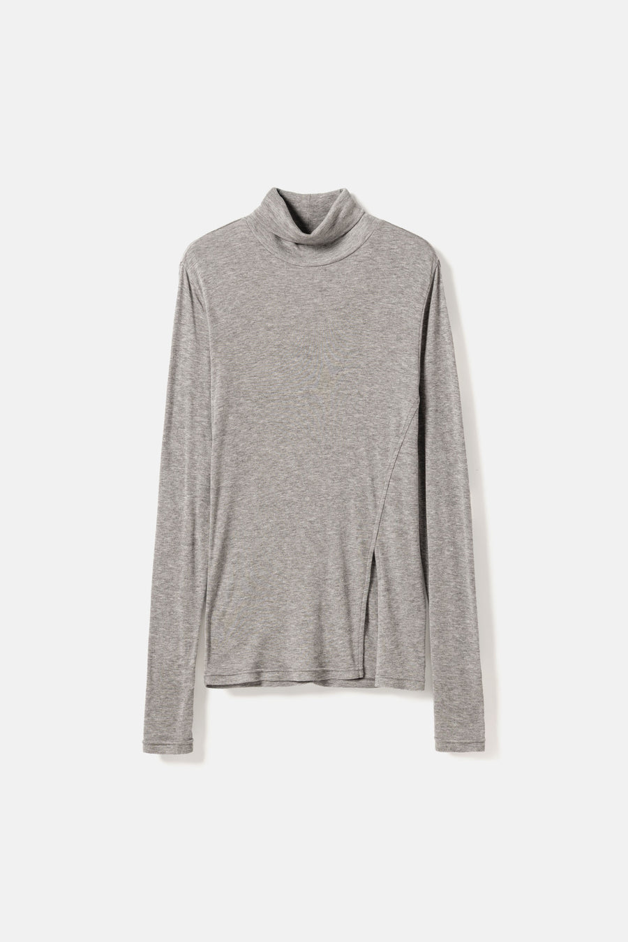 Lyocell-Wool turtleneck top mid grey melange