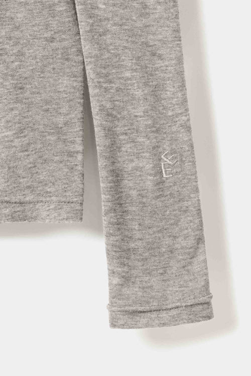 Lyocell-Wool turtleneck top mid grey melange