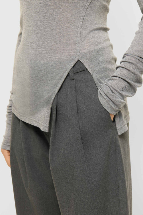 Lyocell-Wool turtleneck top mid grey melange