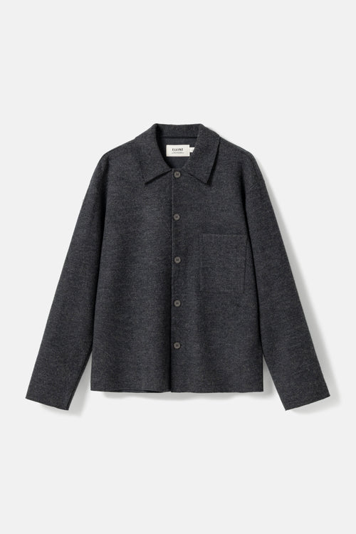 Boiled wool overshirt dark grey melange