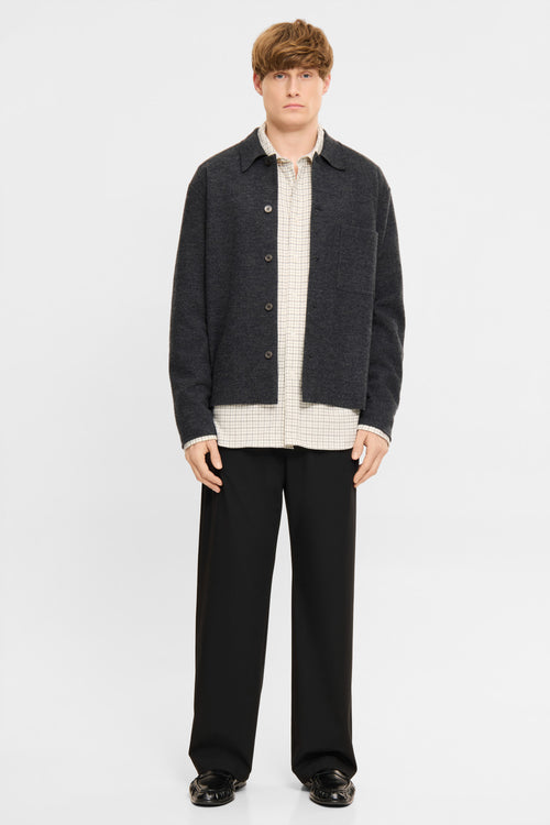 Boiled wool overshirt dark grey melange