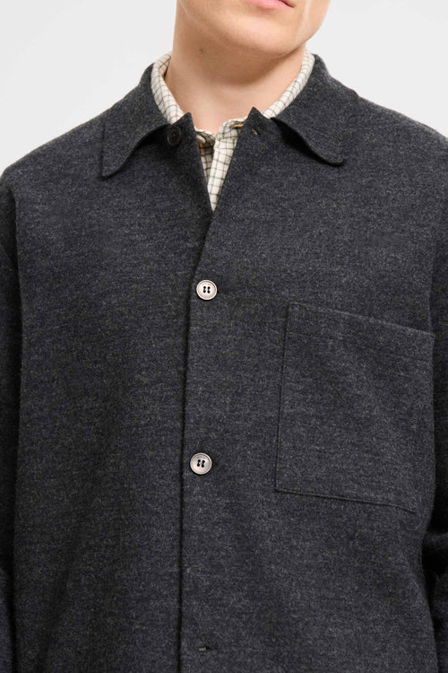 Boiled wool overshirt dark grey melange