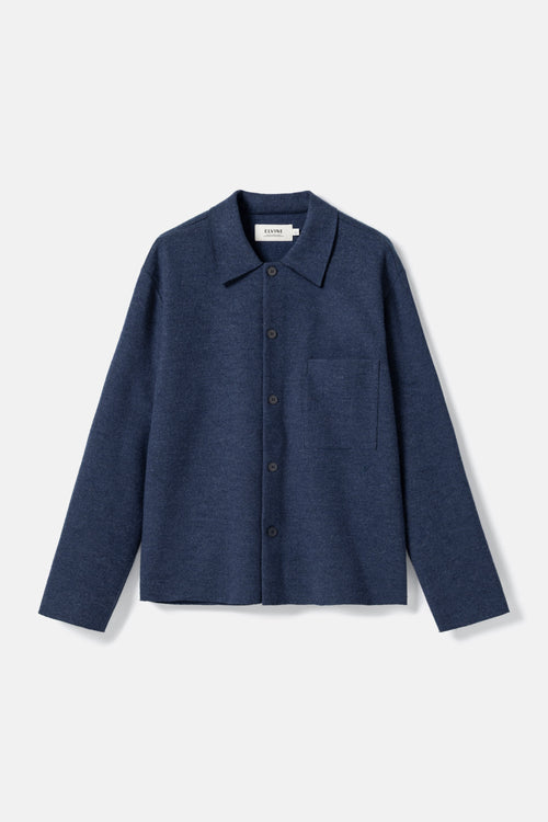 Boiled wool overshirt blue melange