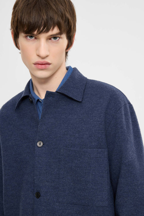 Boiled wool overshirt blue melange