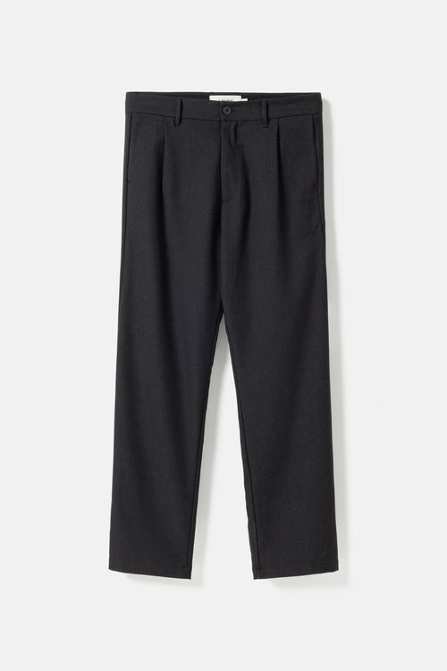Tapered pleated pants black melange