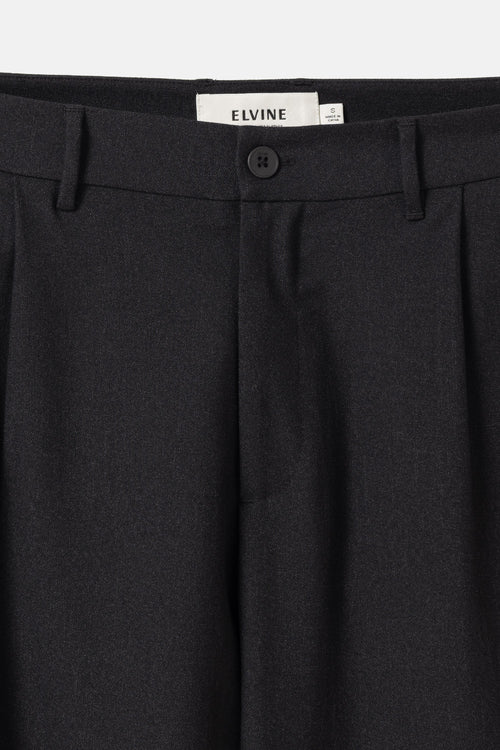 Tapered pleated pants black melange