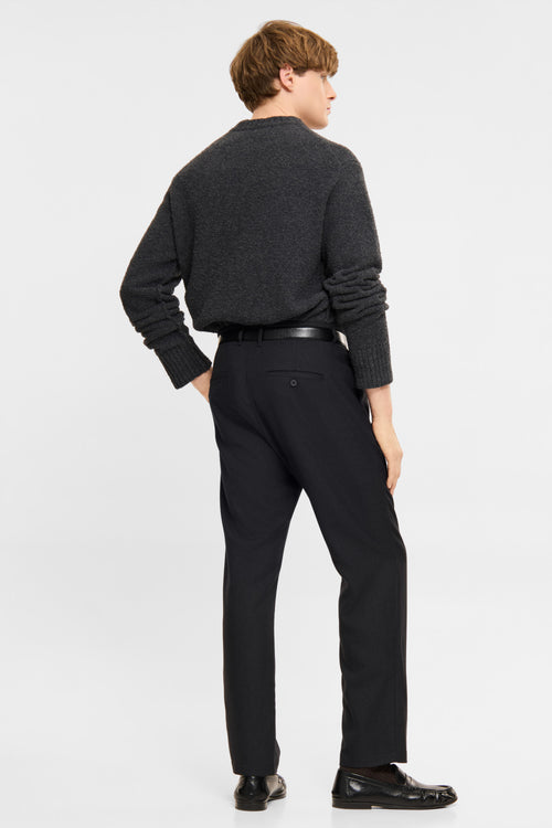 Tapered pleated pants black melange