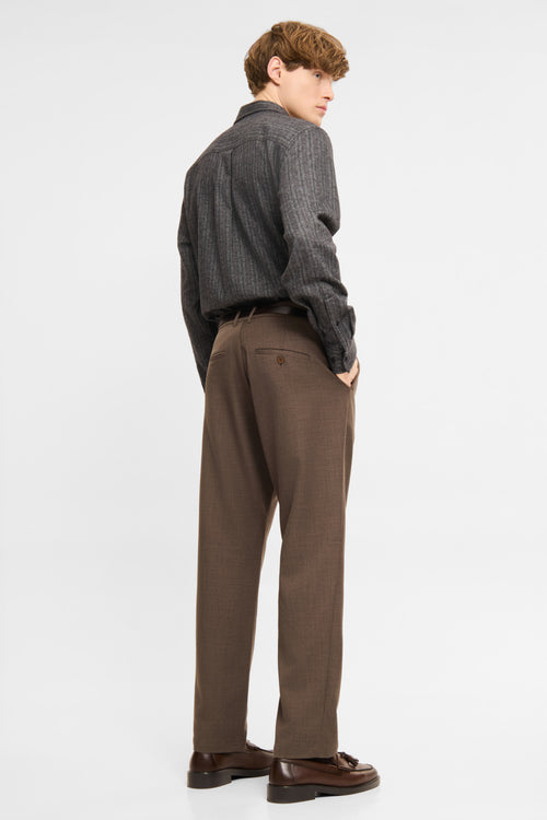 Tapered pleated pants brown melange