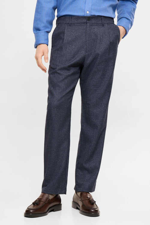 Tapered pleated pants navy melange