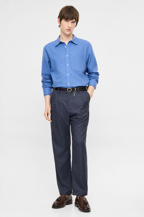 Tapered pleated pants navy melange