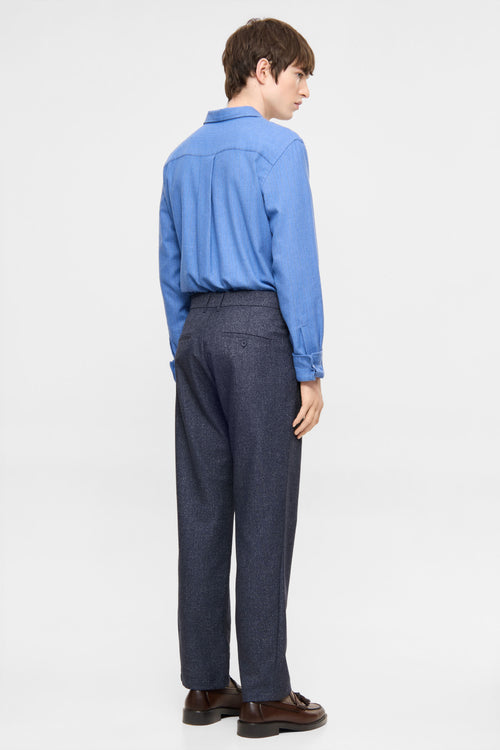 Tapered pleated pants navy melange