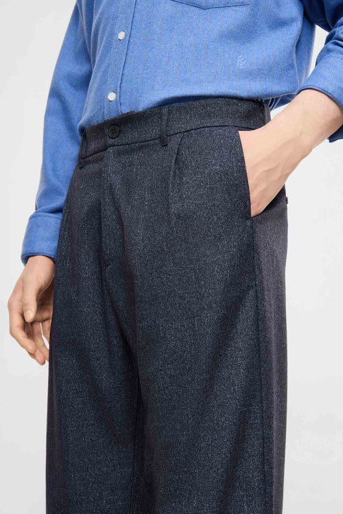 Tapered pleated pants navy melange