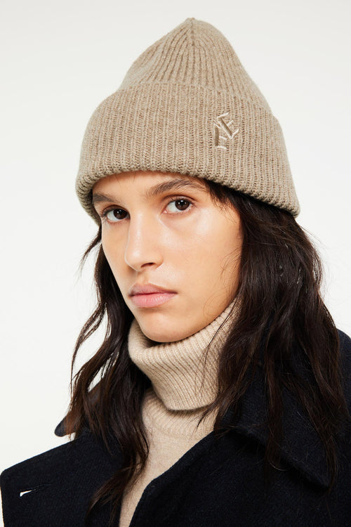 Rib hat beige melange