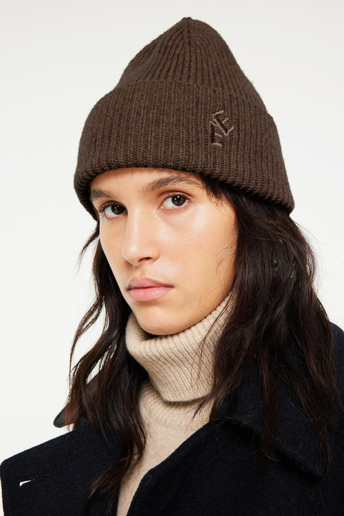 Rib hat brown melange