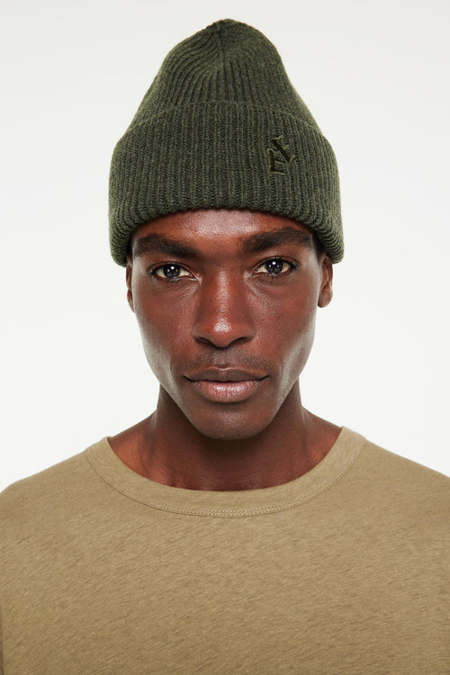 Rib hat dark green
