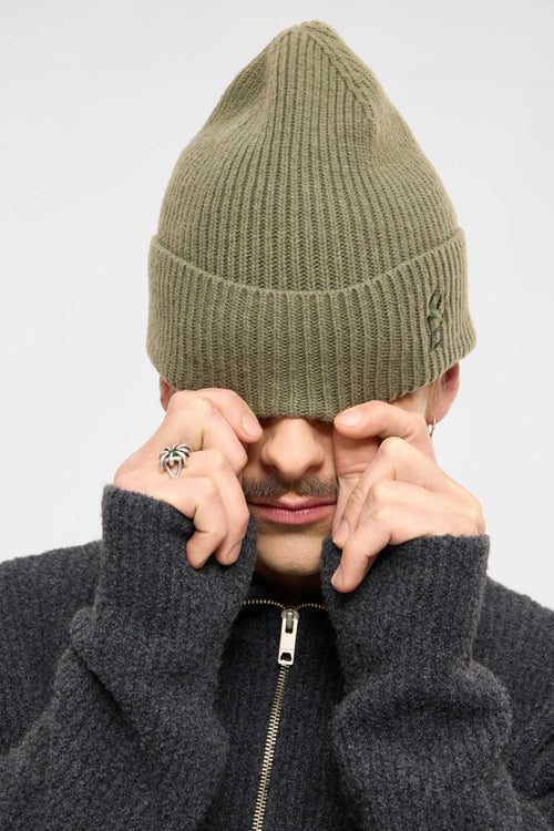 Rib hat light olive