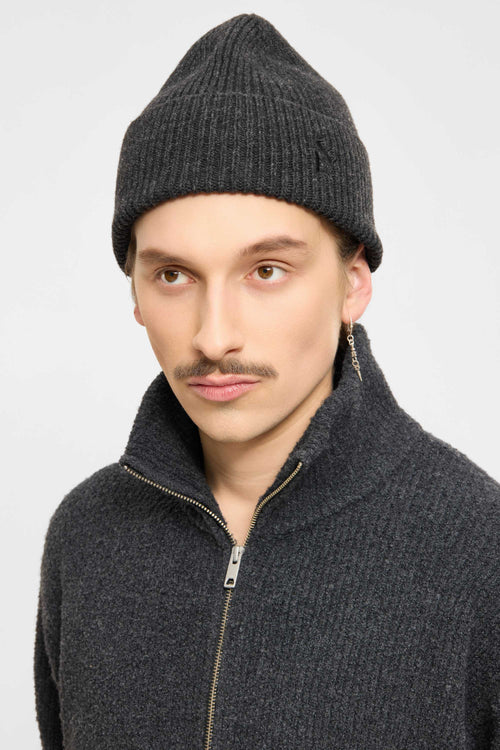 Rib hat dark grey melange